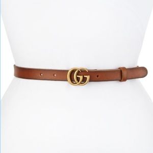 Gucci thin brown leather belt